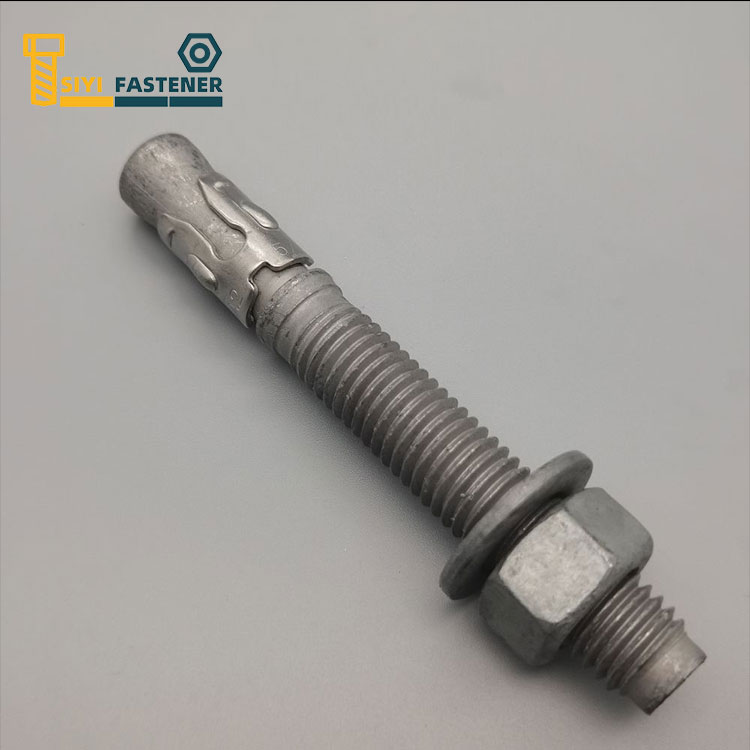 Carbon Steel Hot Dip Galvanized HDG Wedge Anchor dengan Klip Stainless Steel